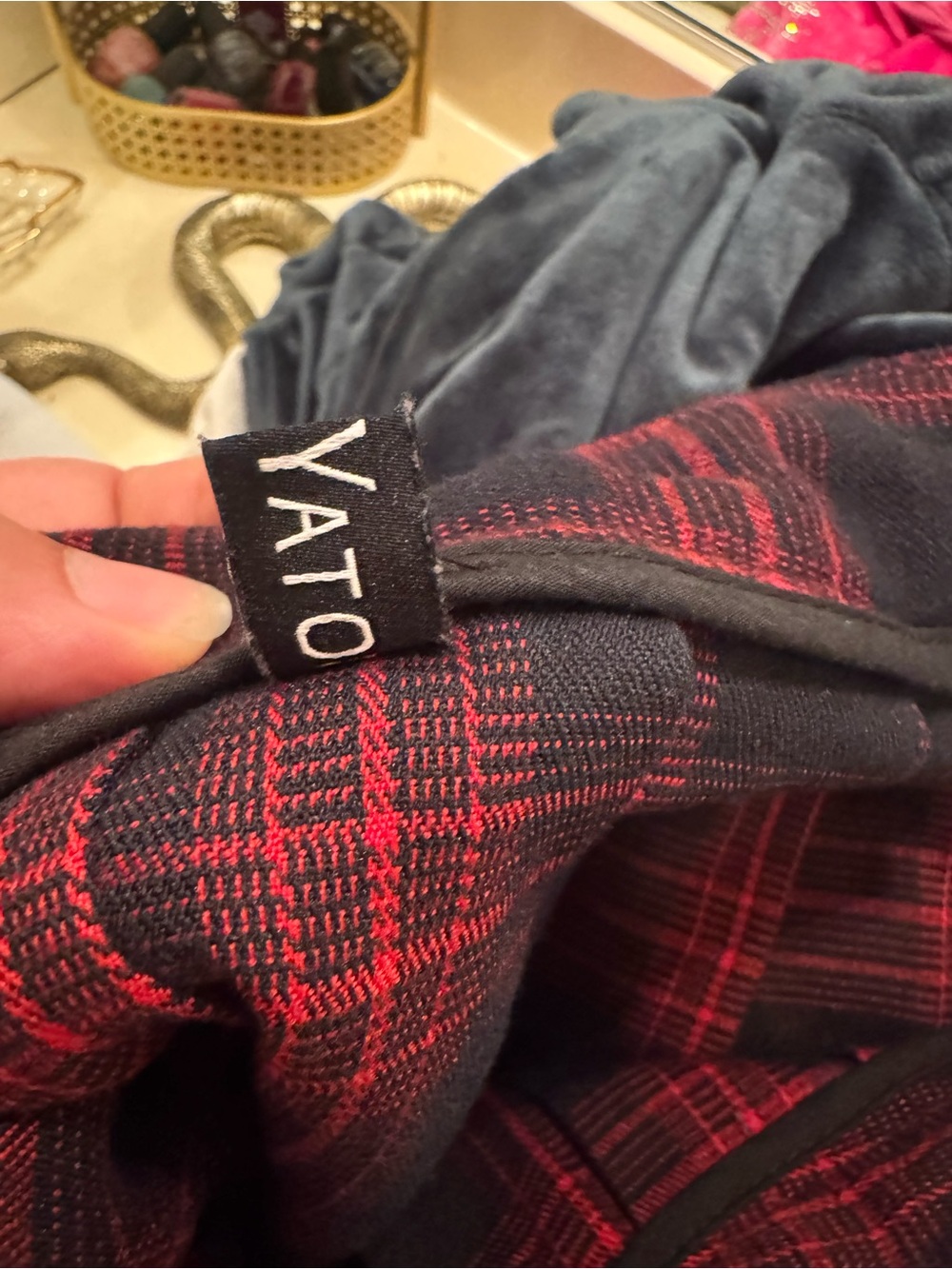 Chou Yatou Red & Black Plaid Skirt with Strap Details - Picture 4 of 5